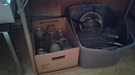 canning jars, vintage and assorted kitchen goodies