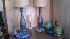 Stunning Glidden Gulfstream Lamps and other mid century pottery