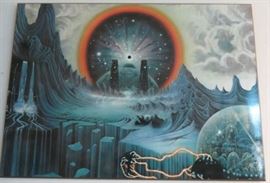 Vintage 1970's Space Age  Psychedelic Laminated Print
