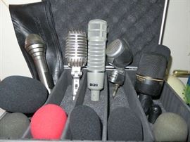 Large selection  of Microphones & Stands, Audio Technica ATM21, AKG, Shure 55SW Elvis Mic, Blue Snowball, M-Audio, Sennheiser E609, MD 421, MD 4416, EV N/D 868 Electrovoice 664, Beyerdynamic Soundstar, Turner Crystal 22X, RCA MI 12045 B