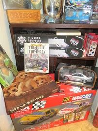 Compact Nascar Tri-Oval Superspeedway Slot Car Set, Poker Chips, Puzzles 