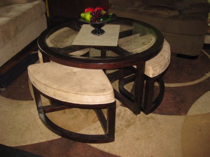 Round Table with pull out seating for 4