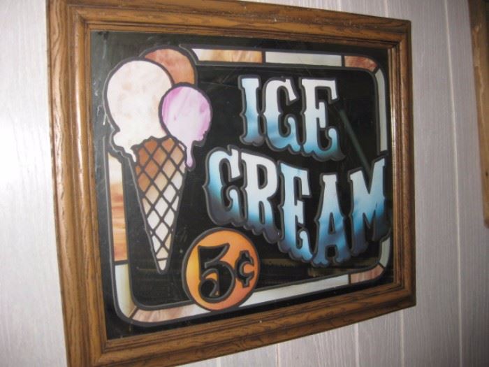 Mirrored Ice Cream sign