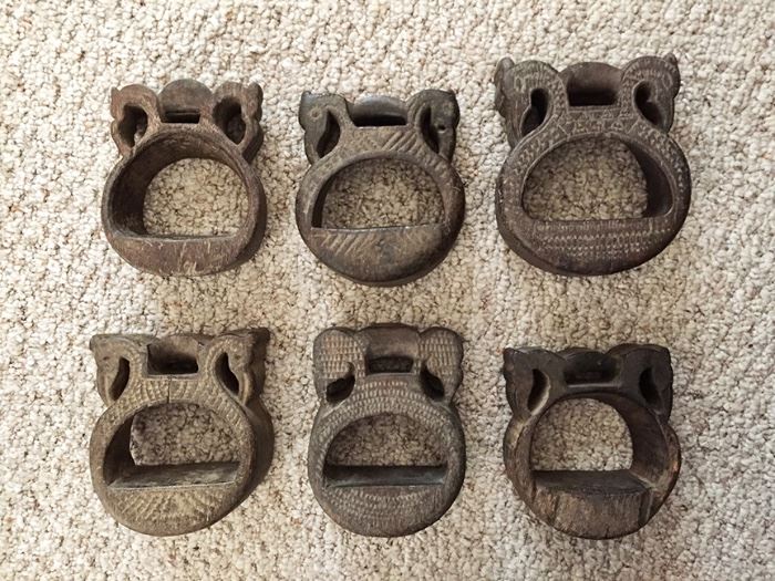 Antique Early 19th Century Colonial carved wooden eagle head stirrups. $200 each.