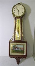 Clock # 80 C/1920's Chelsea banjo w/brass trim, Mt Vernon table, 38" h.