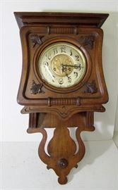 Clock # 83 C/1905 Walnut Art Nouveau German Regulator, 26" h.