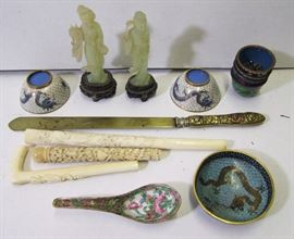 Part of a Large Group of Antique Asian Items...Carved Jade Figures Etc