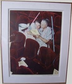 1970 hand signed Norman Rockwell "Chairwomen" Collotype print #88/200, 21x27"h., sight, 27x33"h. overall, framed w/COA. Print has Triton Press Blind Chop
