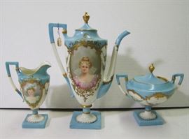 20s American Belleek Hand Painted Tea Service with Royal Portraits
