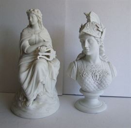 Part of a 19th Century Bisque Parian Sculpture Collection incl. Signed Examples