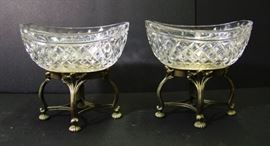 ~ C/1910 Pair of Pairpoint cut crystal Master Salts on stands