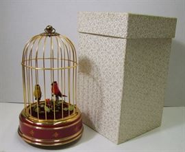 C/1940's German made singing bird cage, clockwork, 9 1/2" h., w/box