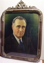 1930s Excellent "Young" FDR Color Litho in Nice Frame