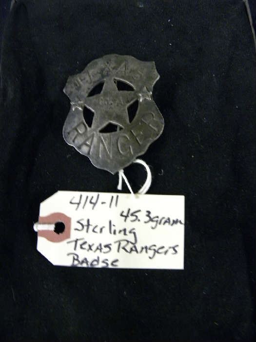 Texas Ranger Badge, Sterling Silver