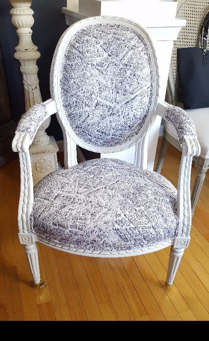 Louis Chair w/Paris Print Fabric