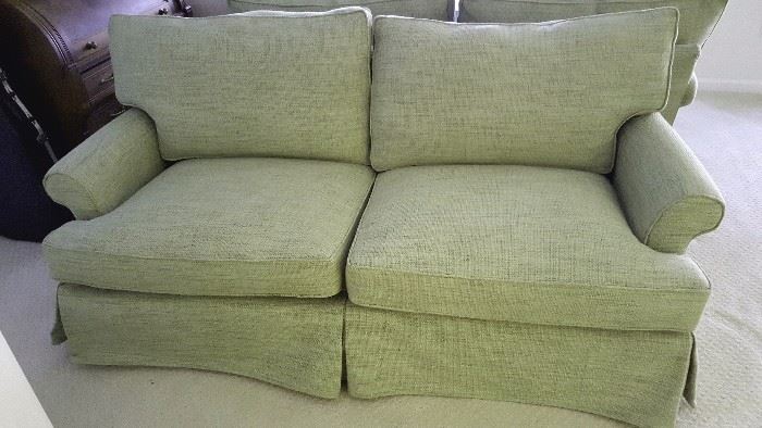 One of 2 Green Miles Talbott Loveseats - Made in NC