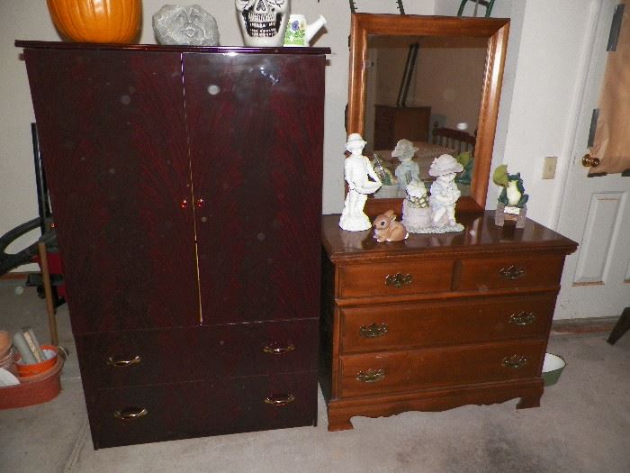 Ar-moire and dresser with mirror