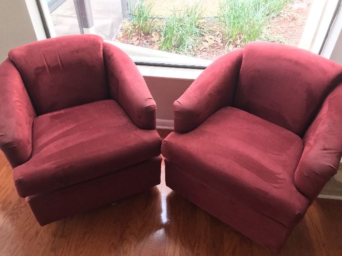 pair of comfy red side chairs