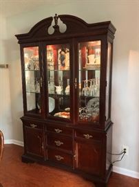 Cherry china cabinet hutch (84" height, 15.5" depth, 53" length)