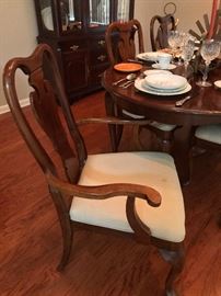 Cherry dining table, six chairs (82" length )