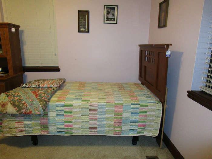 Twin bed, quilts