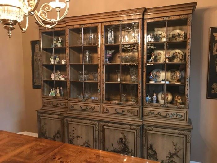 Vintage Chinoiserie Breakfront w/hidden desk - Union National Furniture. 90 inches wide, 92 inches high, 19 inches deep.
