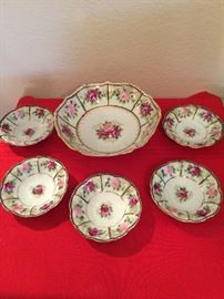 Hand Painted, salad and 5 bowls