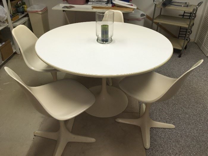 MCM tulip table & 4 chairs by Burke