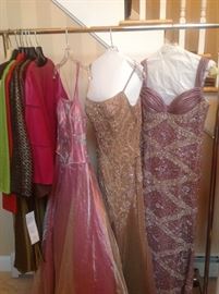 Custom beaded gowns, Lafayette leather jackets