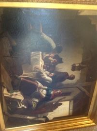 George. Ogelvy. Reid "Waiting for the Boats" oil on canvas 30"x38"