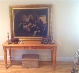 Lane pine console table, G. Ogelvy Reid painting