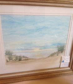 Hamptons beach scene, original watercolor by James Owen