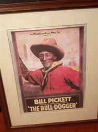 Bill Pickett framed poster of his 1922 silent biographical movie "The Bull Dogger"-African American Rodeo Star who invented Bulldogging or steer wrestling