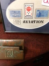 Framed aviation stamps