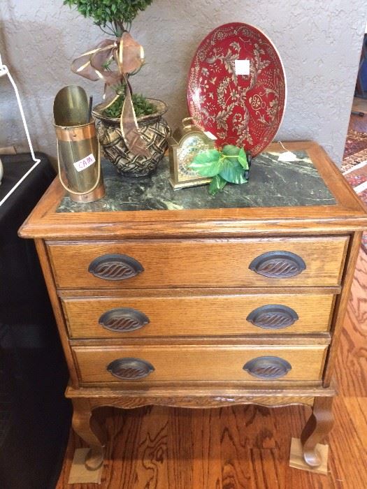 Marble top 3-drawer chest