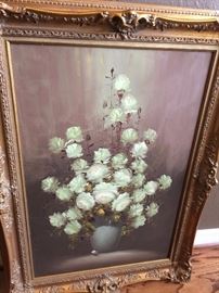 Framed art - white peonies
