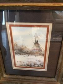 Native American framed art by R Russell Brocon 