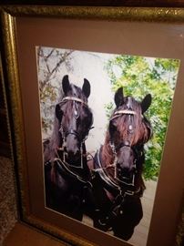 Equestrian framed art selections - black Friesian horses