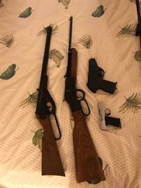 Few firearms, couple BB guns, a black powder riffle