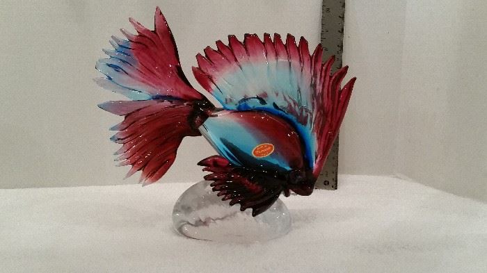 More GENUINE MURANO glass Siamese Fighting Fish with beautifully life-like contrasting colors.