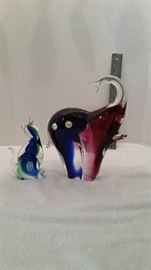 More GENUINE MURANO:
Left:  Kitty.        Right:  Elephant
Original hand-crafted glass sculptures from Italy.