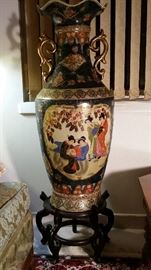 Vintage satsuma giant urn.  Masterfully hand - painted in exquisite detail.  Absolutely wonderful!
