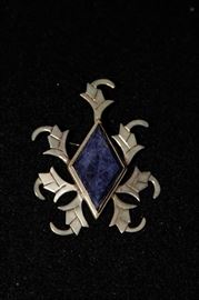 HechoEnMexico925SilverLapisBrooch