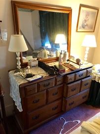 Bedroom Dresser, Mirror, Lamps & More
