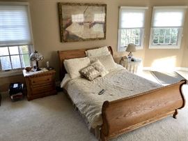 Tiger Oak Sleigh Bed