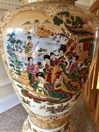 Hand Painted Satsuma Temple Jar