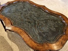 Maitland-Smith Hammered Brass Cocktail Coffee Table