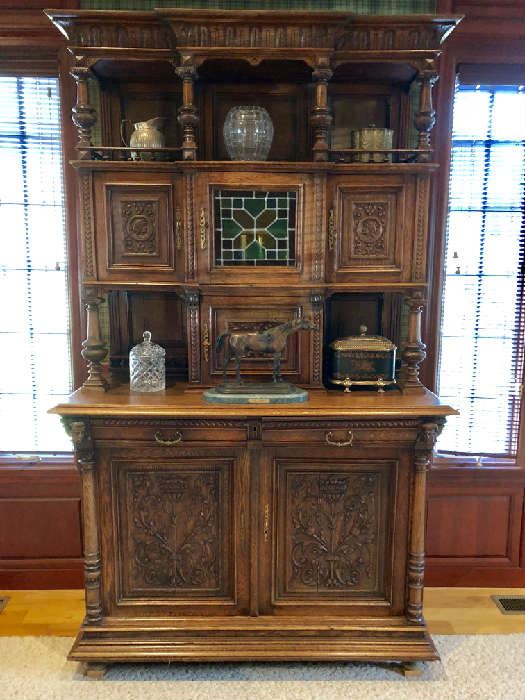 Stunning French Renaissance Antique Buffet Sideboard Hunter Style Cabinet
