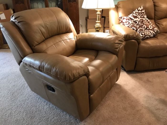 Leather recliner matching the set, priced separetly. 