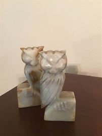 Pair of marble owls bookends